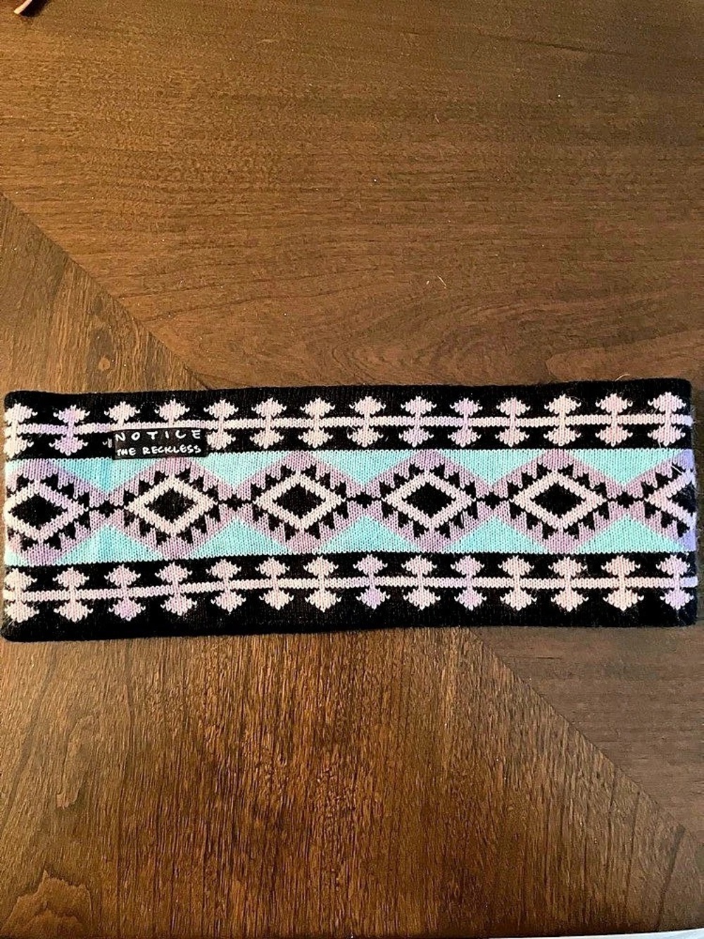 Notice The Reckless Aztec Knit Headband Black & Pink